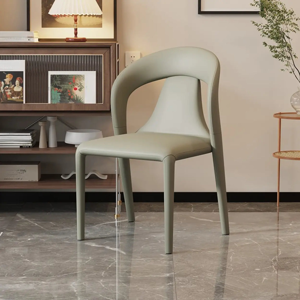 Unique Faux Leather Armless Upholstered Dining Chair Image - 7