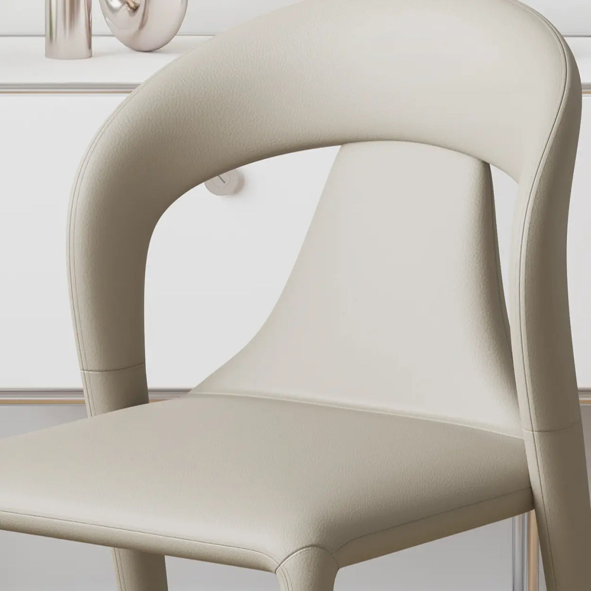 Unique Faux Leather Armless Upholstered Dining Chair Image - 8