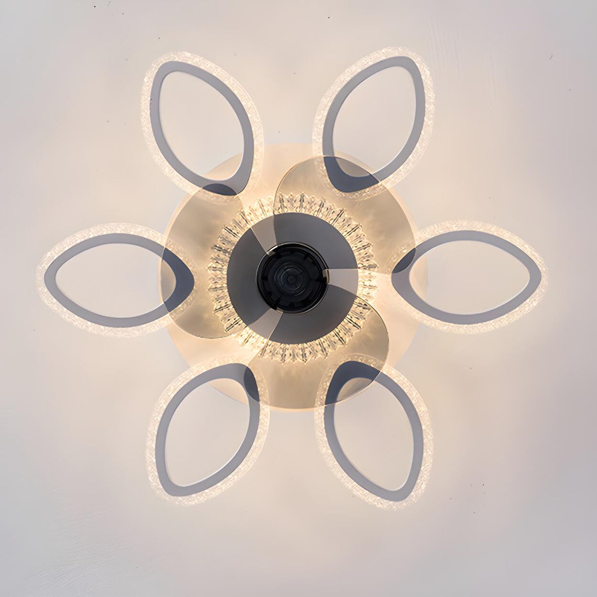 Unique Flower-Shaped Modern Ceiling Fan with LED Light Image - 12