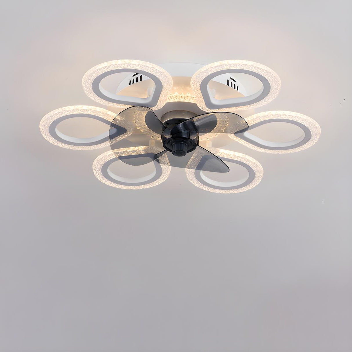 Unique Flower-Shaped Modern Ceiling Fan with LED Light Image - 4