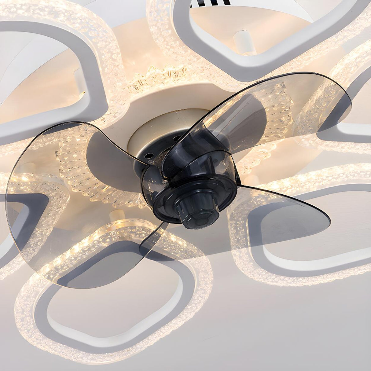 Unique Flower-Shaped Modern Ceiling Fan with LED Light Image - 6