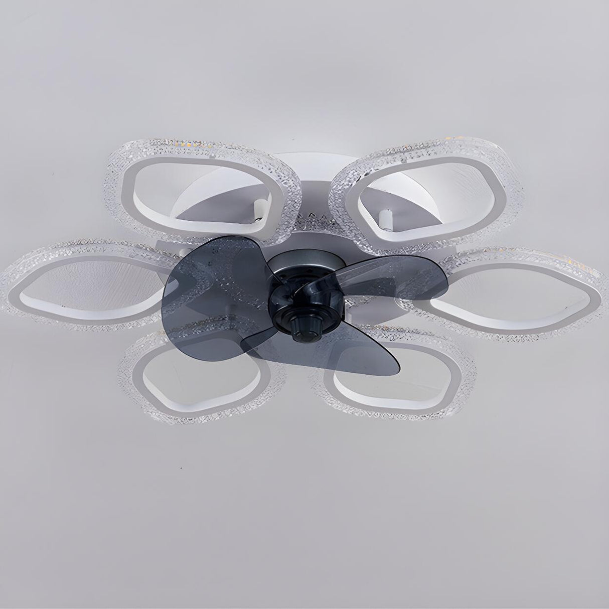 Unique Flower-Shaped Modern Ceiling Fan with LED Light Image - 9