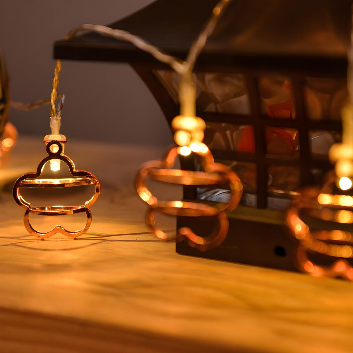 Unique Gold Metallic Bell LED Christmas String Lights Image - 3