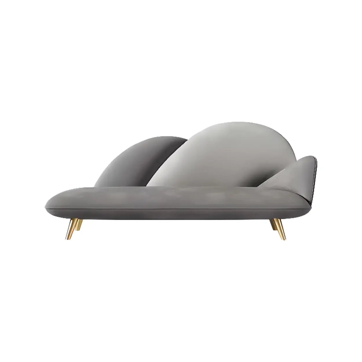 Unique Grey Solid Color Velvet Large Chaise Lounge Sofa Image - 3