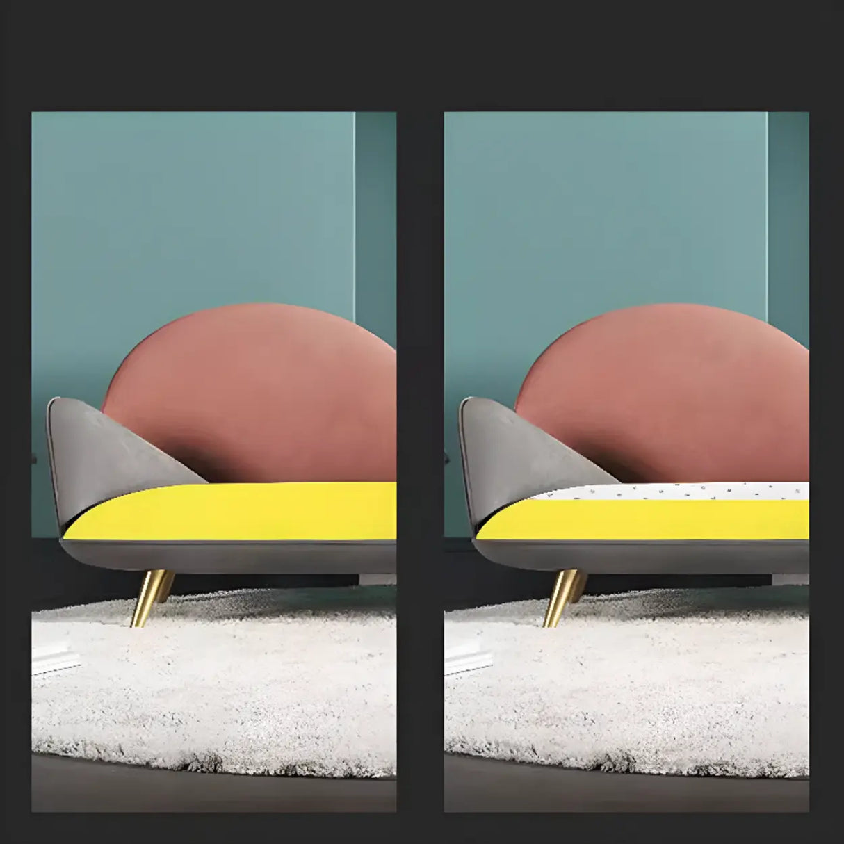 Unique Grey Solid Color Velvet Large Chaise Lounge Sofa Image - 5