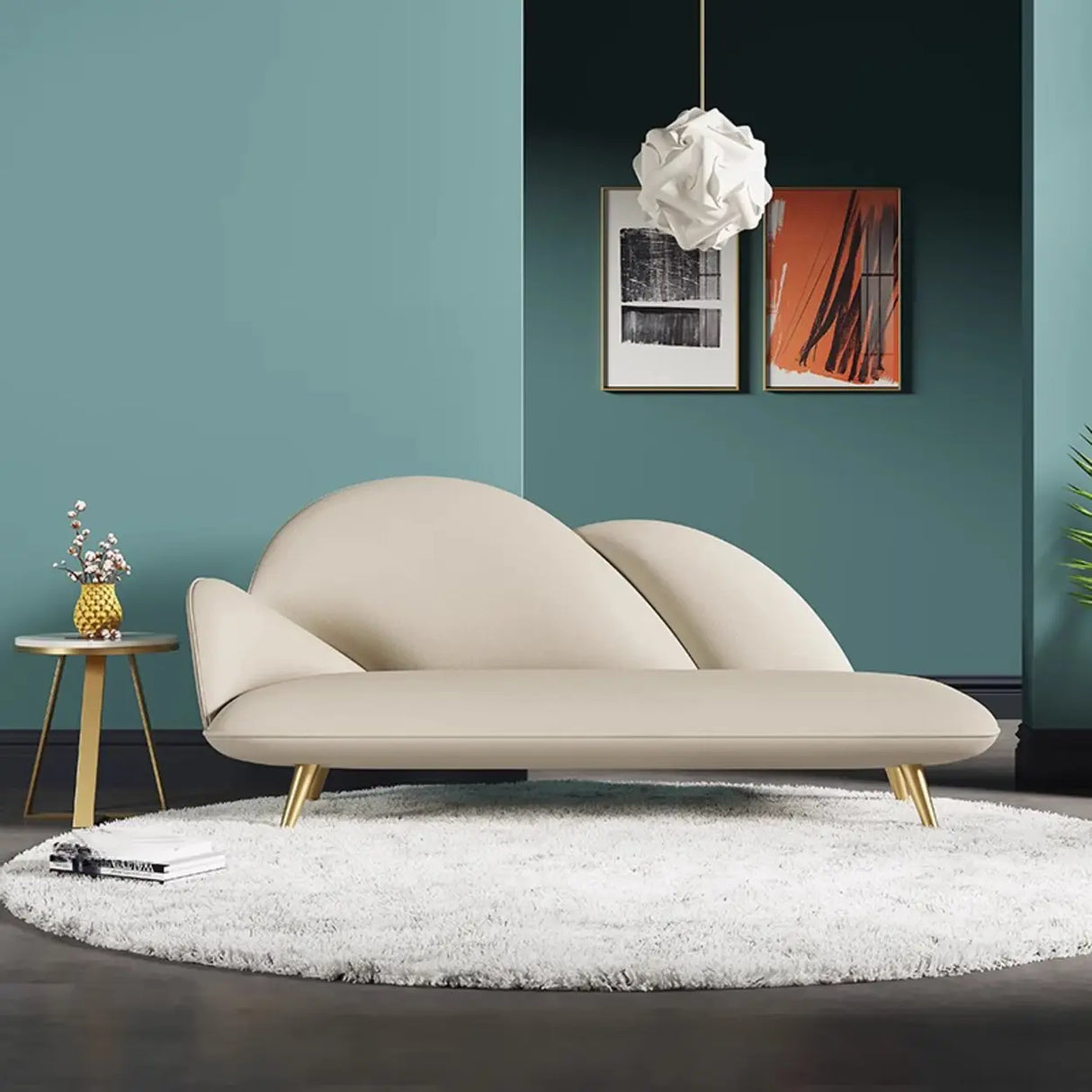Unique Grey Solid Color Velvet Large Chaise Lounge Sofa Image - 6
