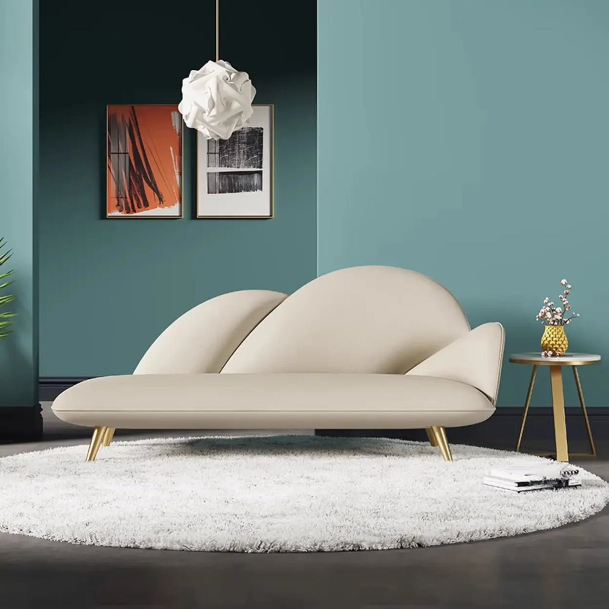 Unique Grey Solid Color Velvet Large Chaise Lounge Sofa Image - 7