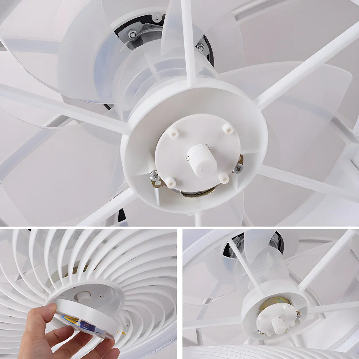 Unique Hollow Round Bladeless Ceiling Fan With Light Image - 13