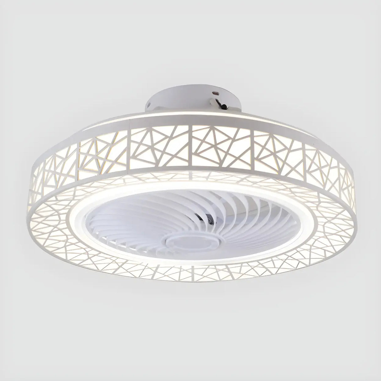Unique Hollow Round Bladeless Ceiling Fan With Light Image - 4