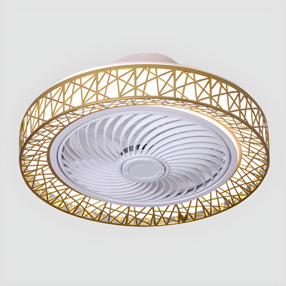 Unique Hollow Round Bladeless Ceiling Fan With Light Image - 5