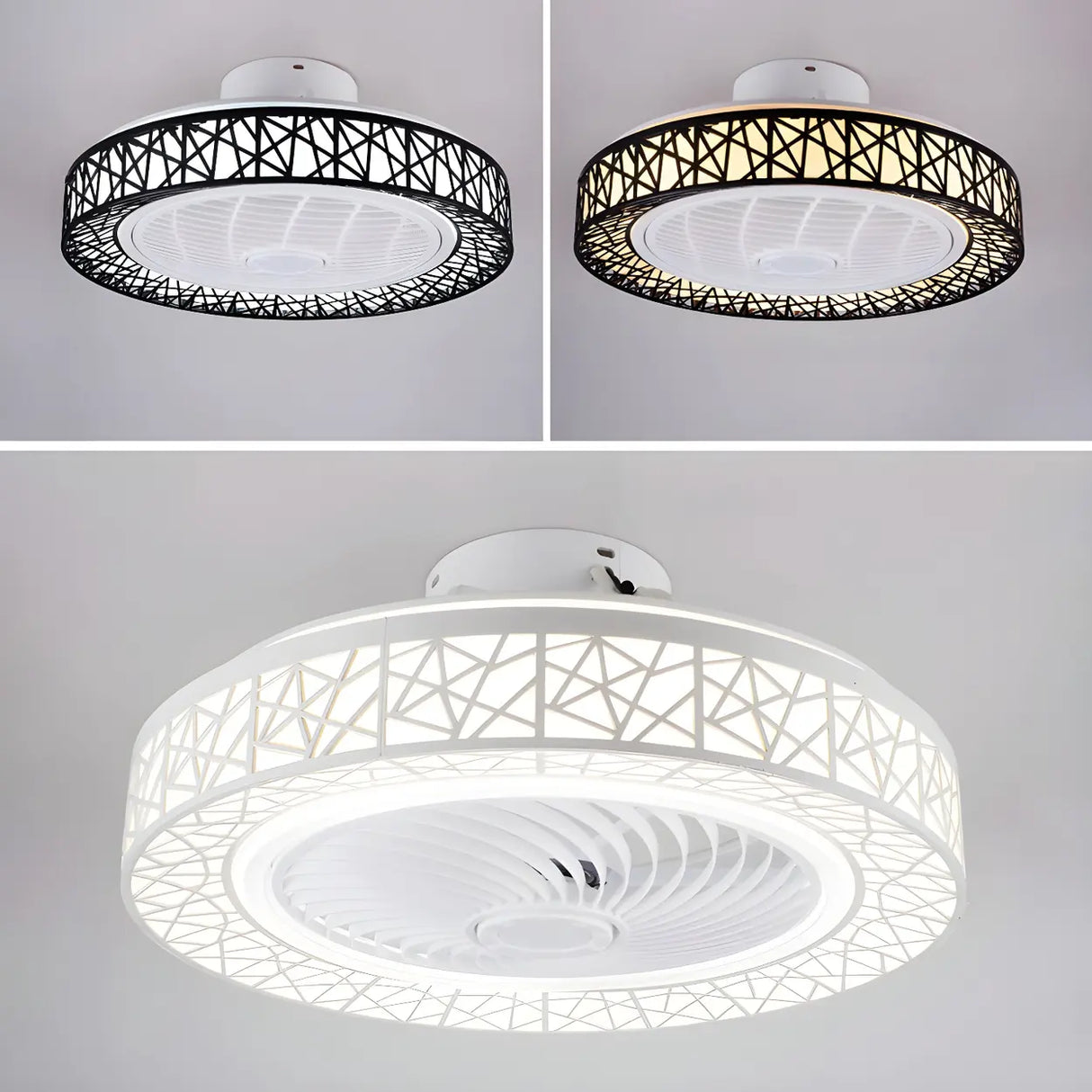 Unique Hollow Round Bladeless Ceiling Fan With Light Image - 8