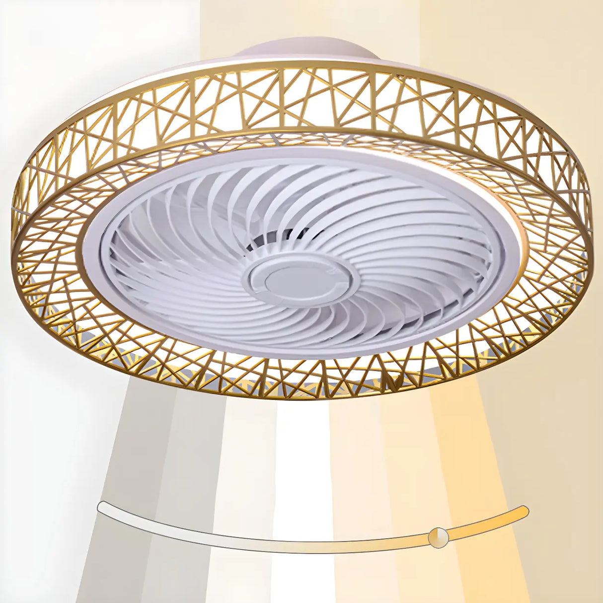 Unique Hollow Round Bladeless Ceiling Fan With Light Image - 9