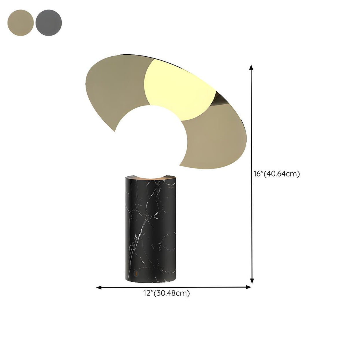 Unique Marble Cylinder Globe Shade Metallic Table Lamp
