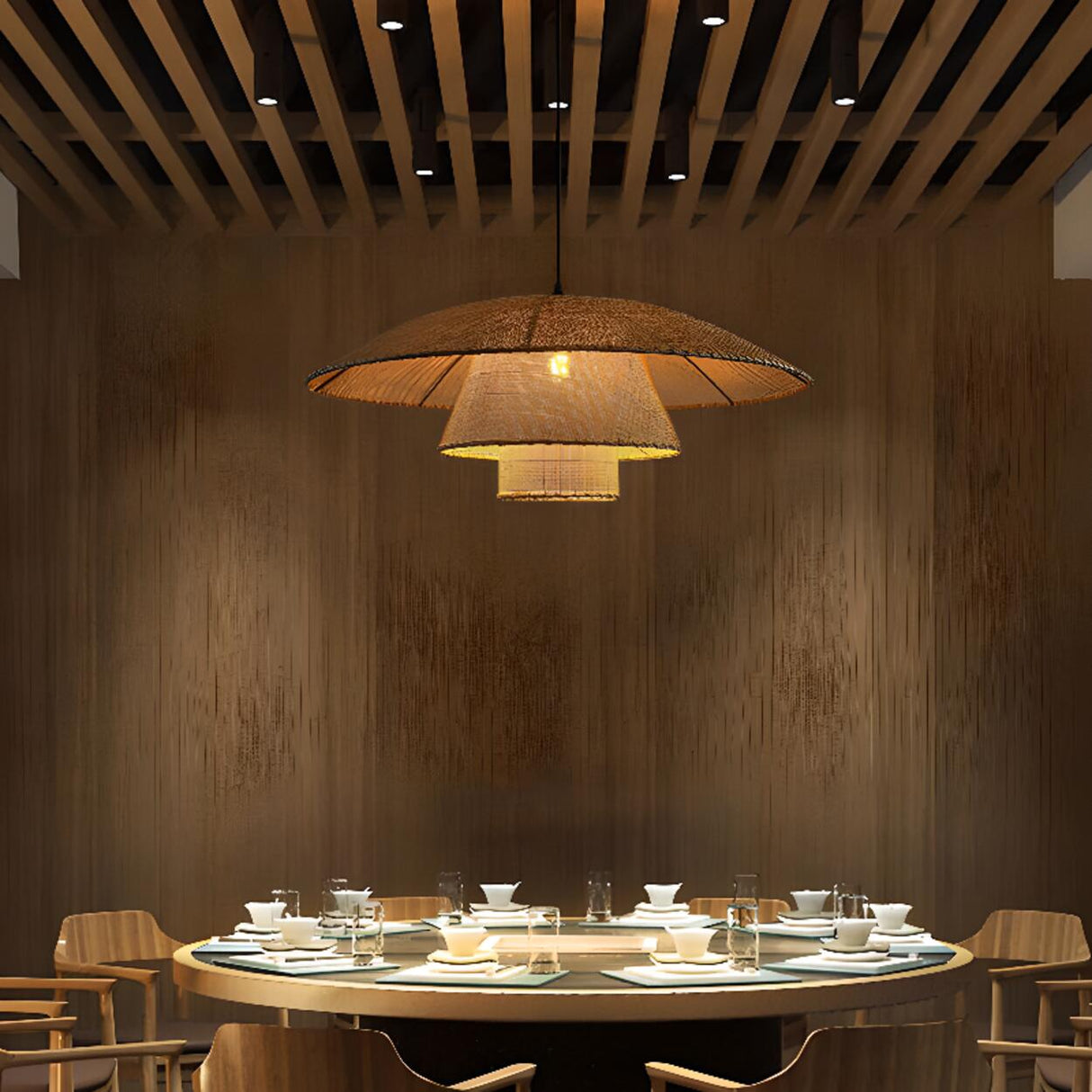 Unique Natural Flower Rattan Leaf Pendant Light Image - 3