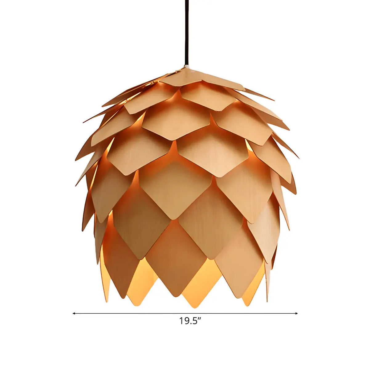 Unique Pinecone-Shaped Wood Color Pendant Light Image - 10
