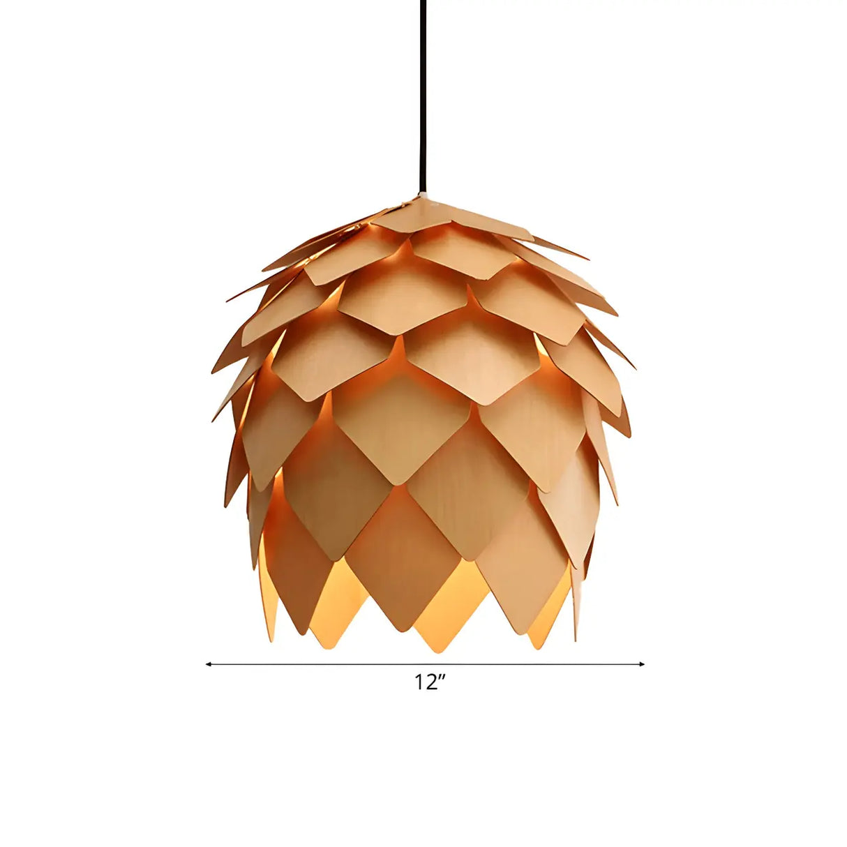 Unique Pinecone-Shaped Wood Color Pendant Light Image - 6