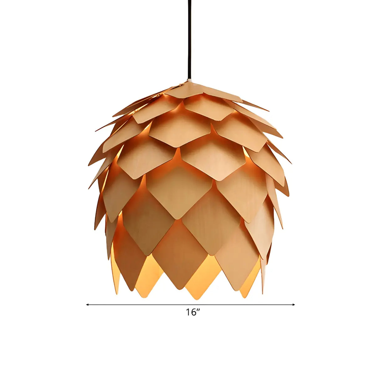 Unique Pinecone-Shaped Wood Color Pendant Light Image - 7