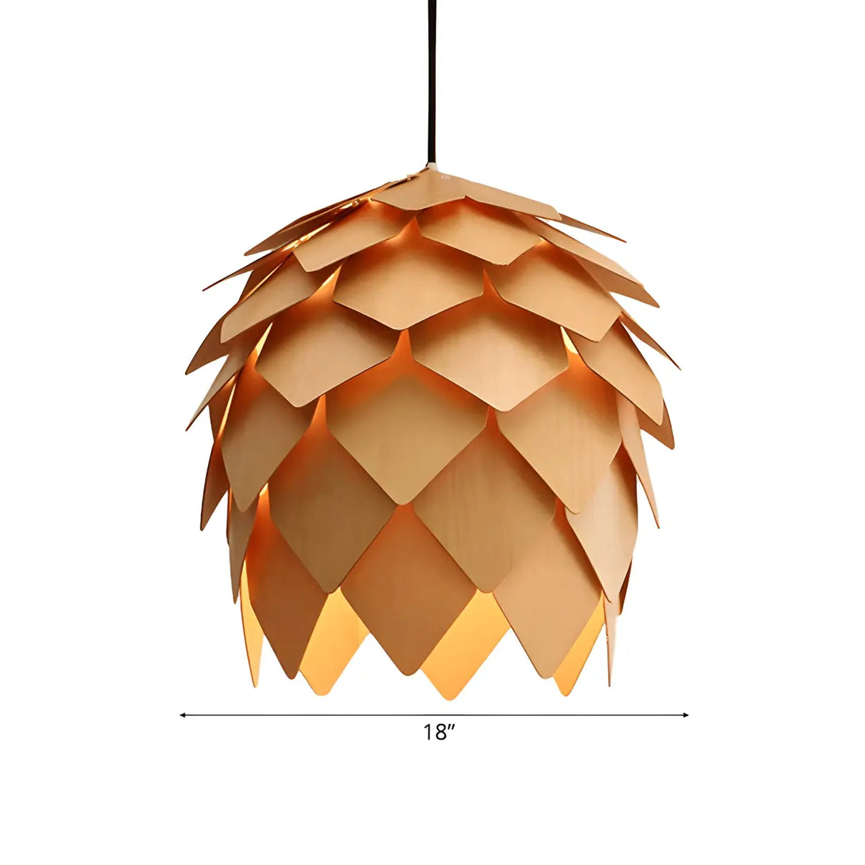 Unique Pinecone-Shaped Wood Color Pendant Light Image - 8