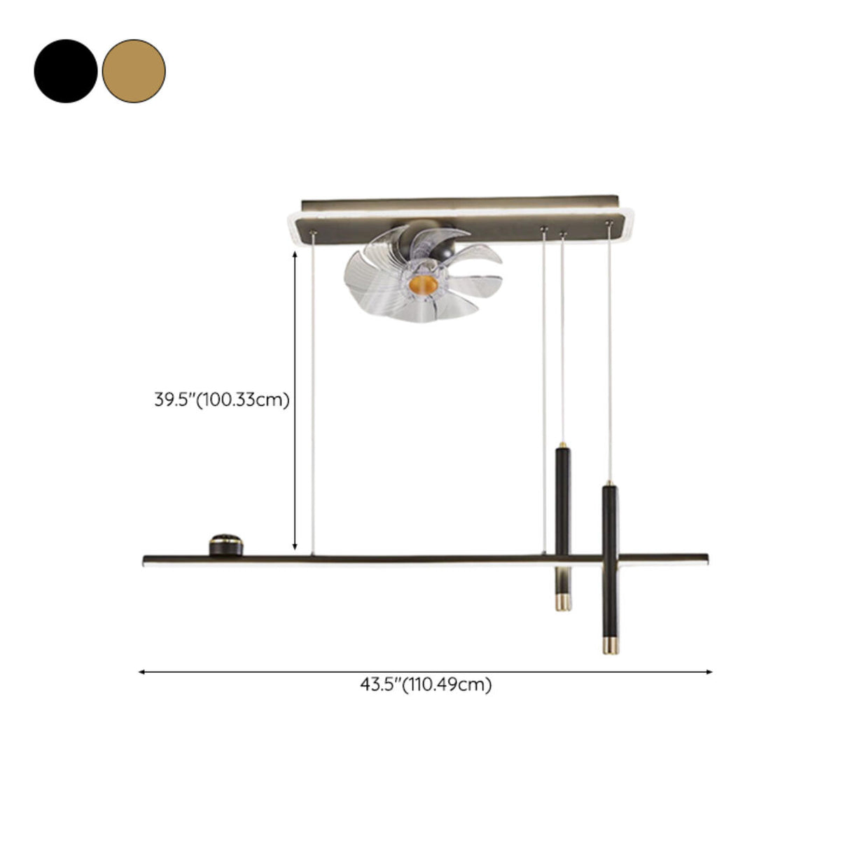 Unique Square Modern Remote Pendant Fan with Light