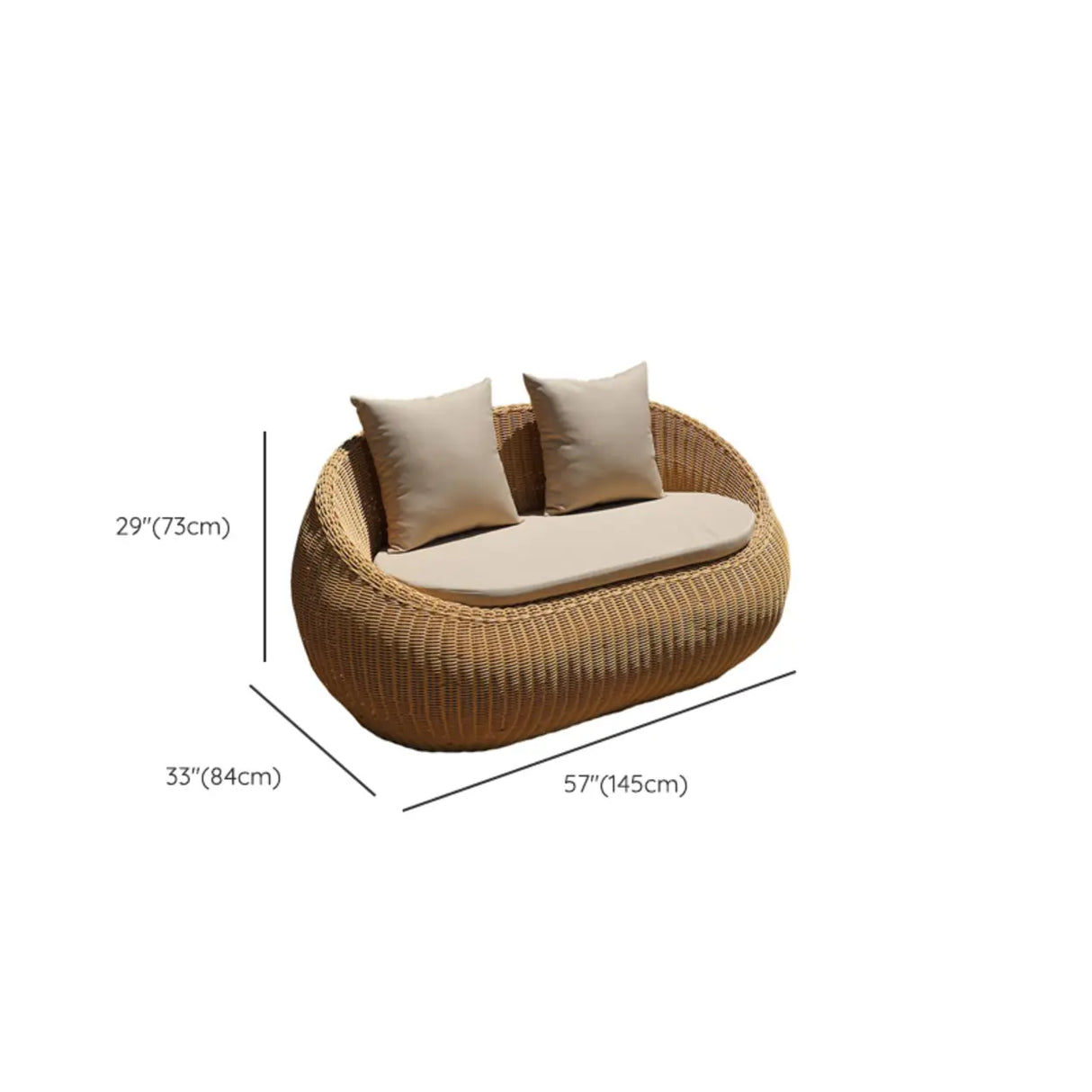 Unqiue Natural Beige Outdoor Curved Rattan Sofa Set Image - 13