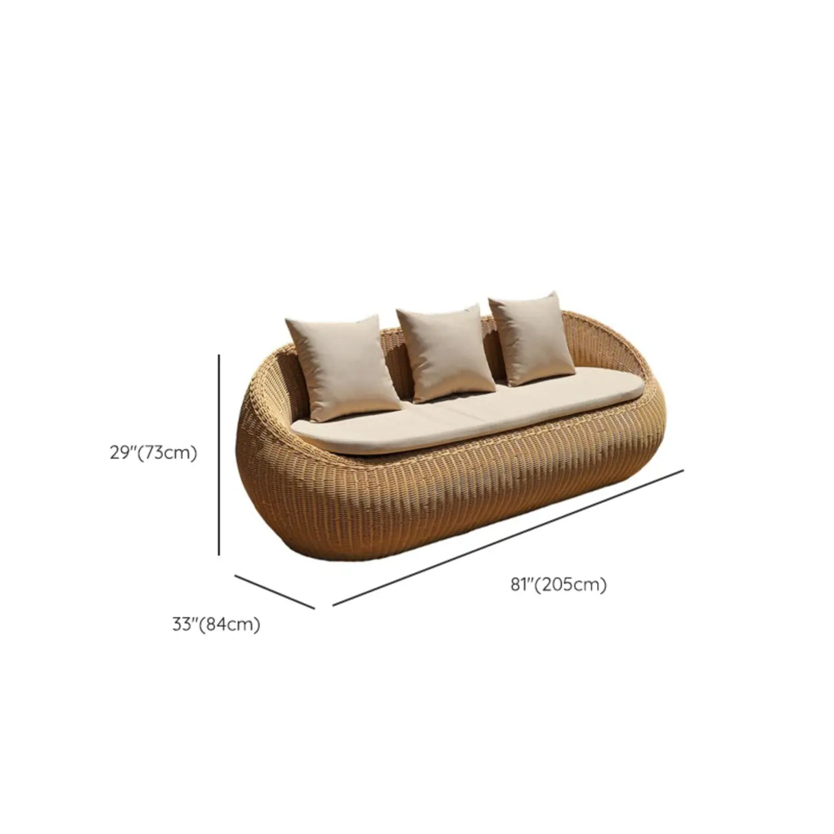 Unqiue Natural Beige Outdoor Curved Rattan Sofa Set Image - 14