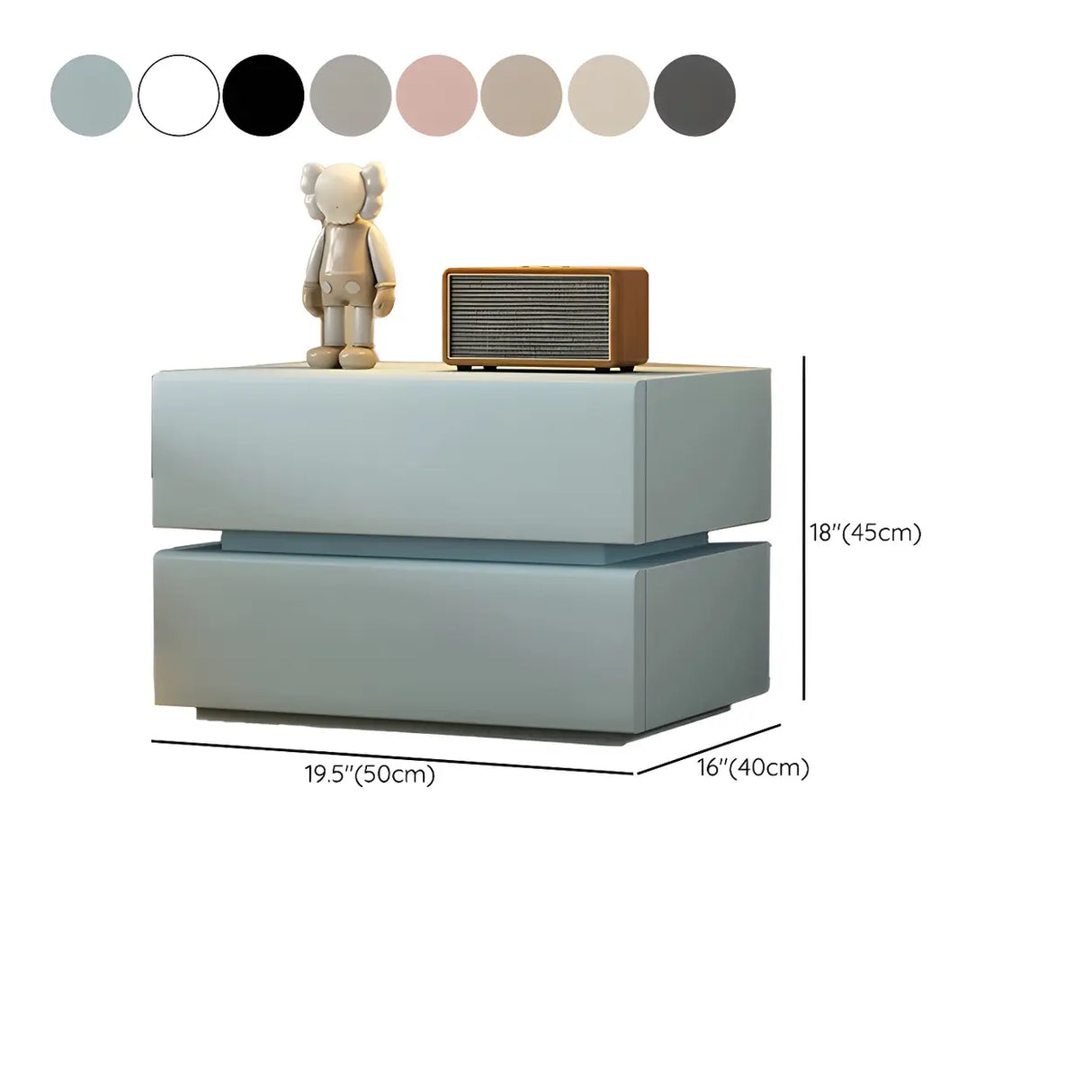 Unqiue Rectangular Wood Off-White Storage Nightstand Image - 25