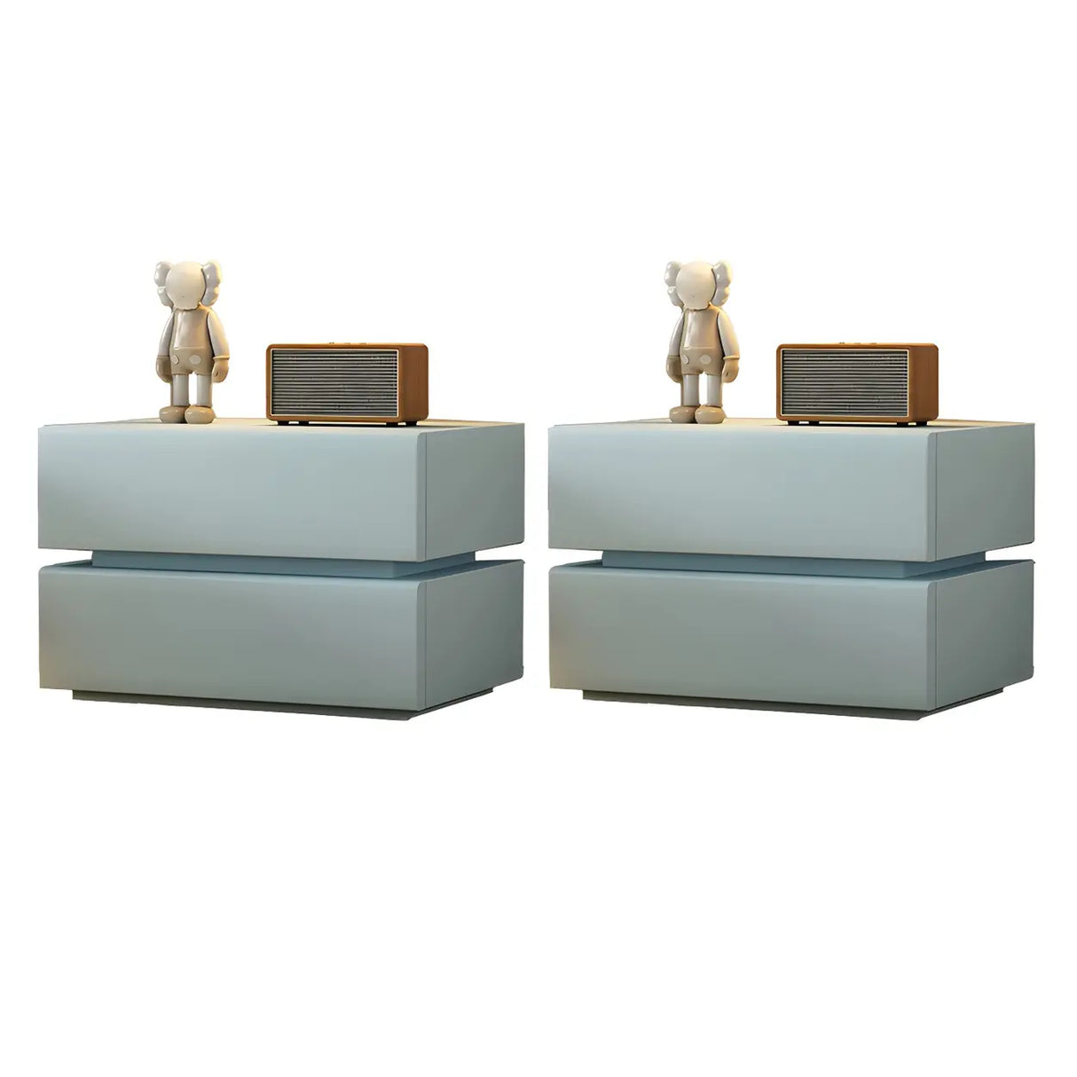 Unqiue Rectangular Wood Off-White Storage Nightstand Image - 19