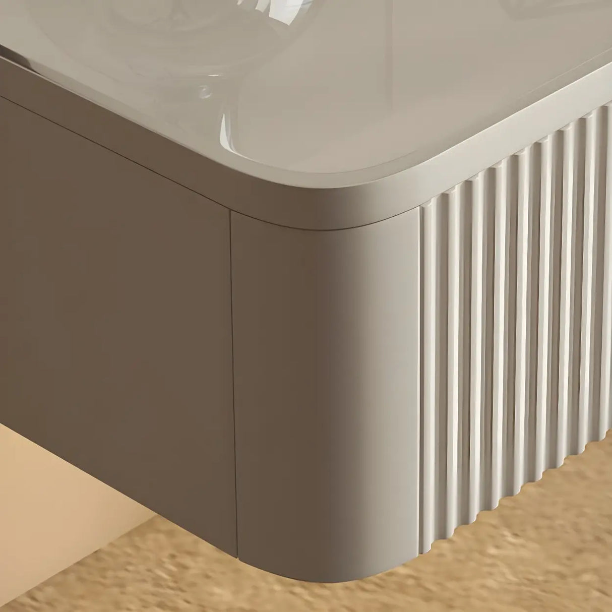 Unqiue Wall Mounted White Nightstand with Shelf and Light Image - 8