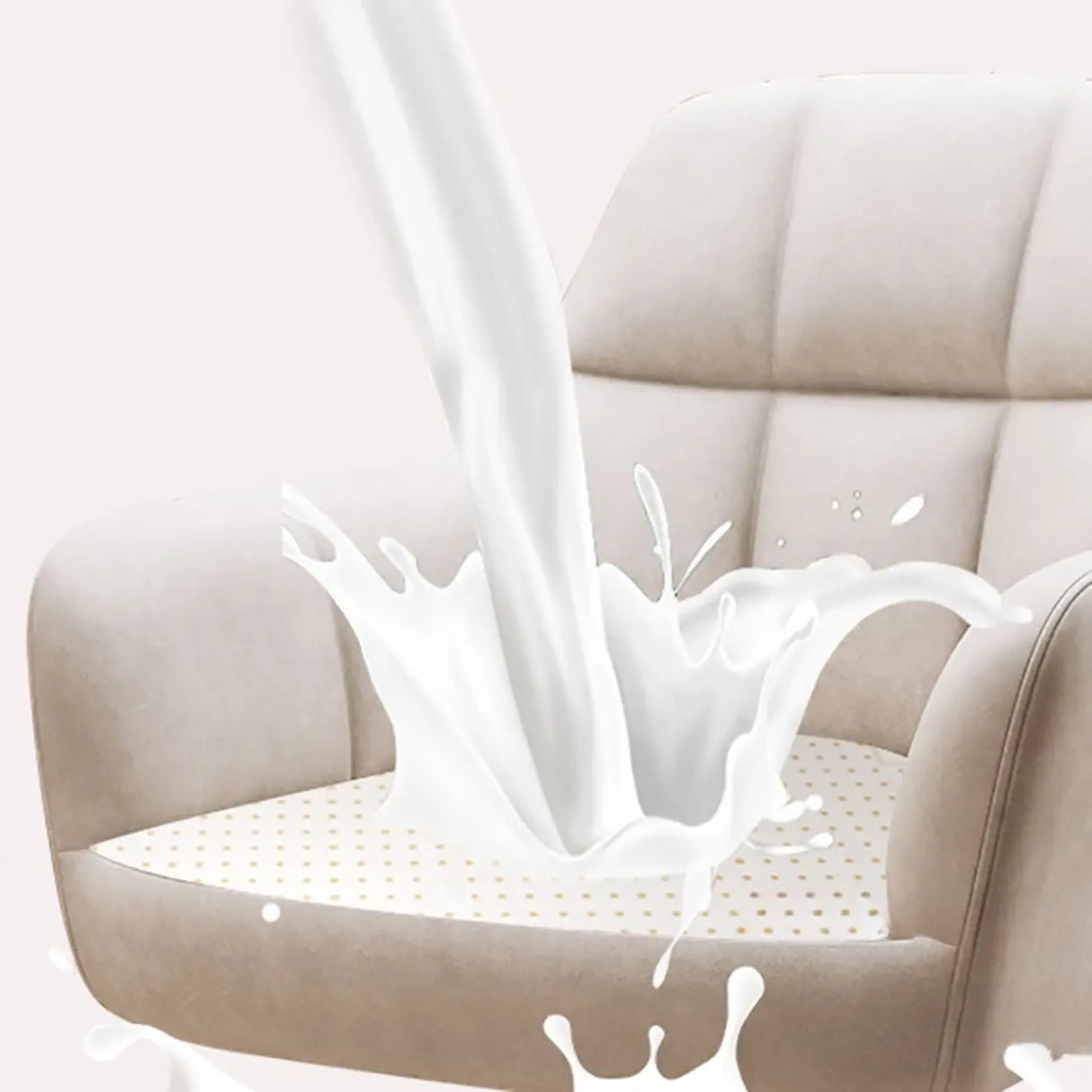 Upholstered Faux Leather Bedroom Beige Office Chair Image - 3