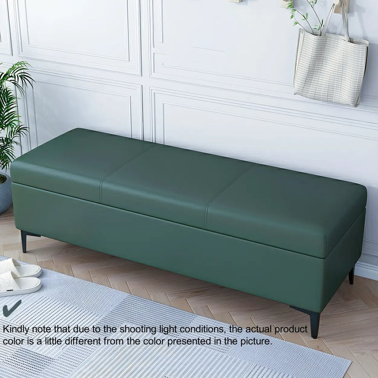 Upholstered Flip Top Storage Entryway Bench with Legs Image - 7