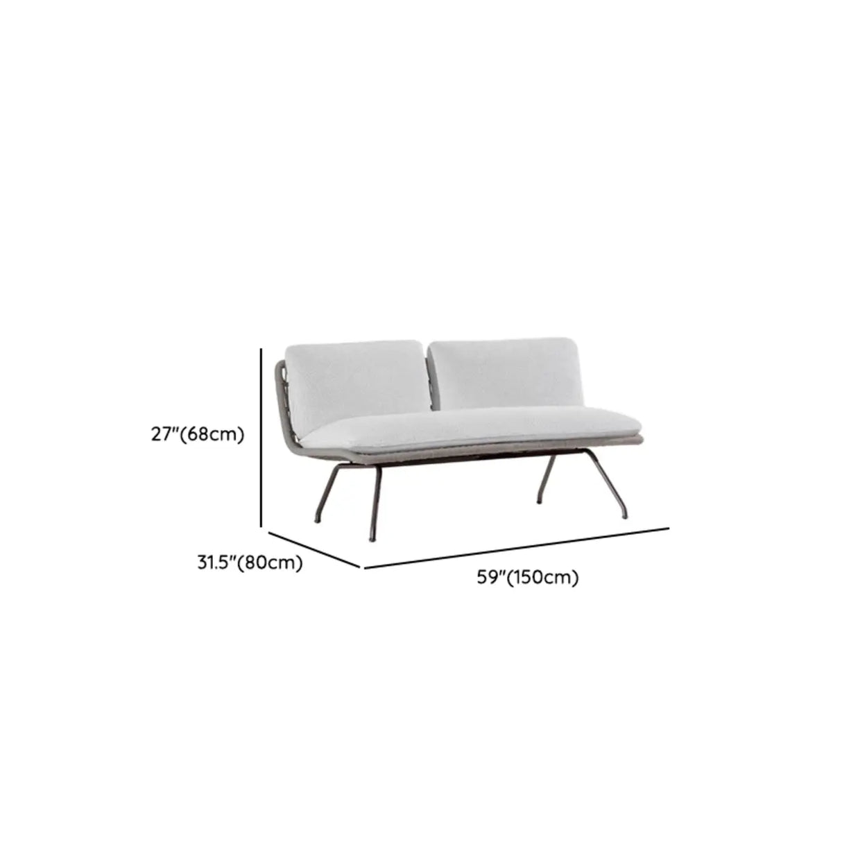 Upholstered Metal Beige Woven Outdoor Patio Sofa Set Image - 10