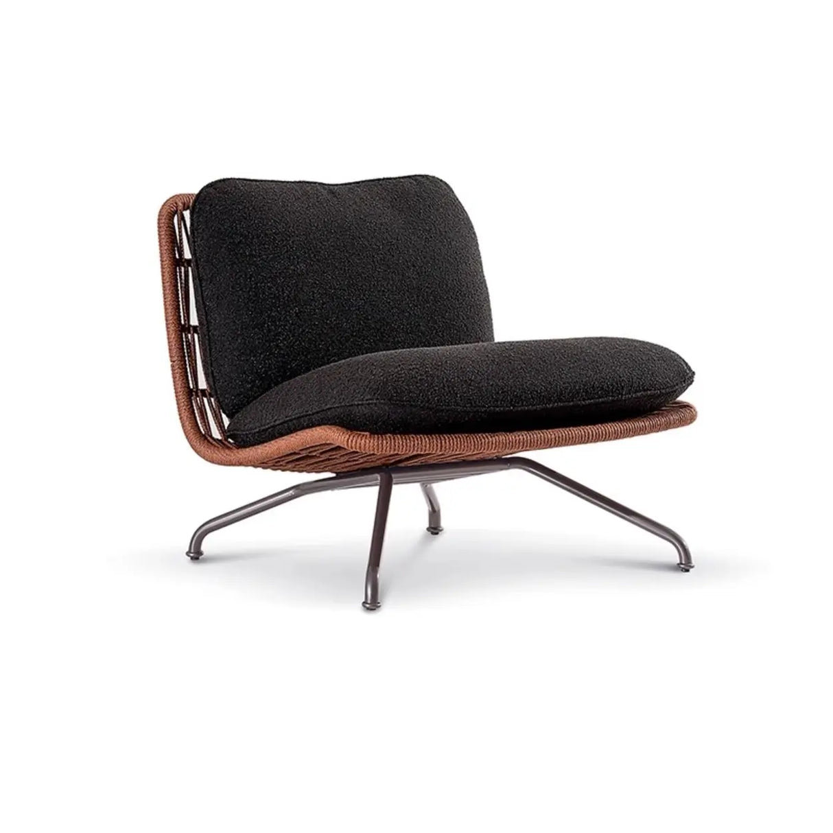 Upholstered Metal Beige Woven Outdoor Patio Sofa Set Image - 3