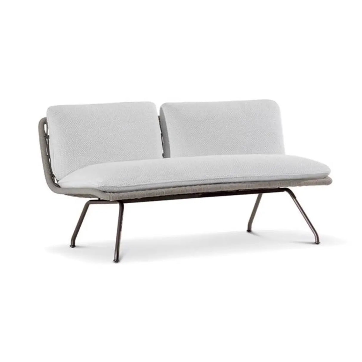 Upholstered Metal Beige Woven Outdoor Patio Sofa Set Image - 5