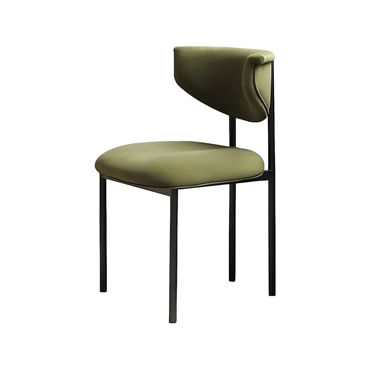 Upholstered Metal Open Low Back Armless Dining Chair Image - 10