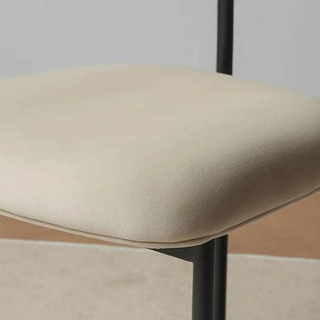 Upholstered Metal Open Low Back Armless Dining Chair Image - 13