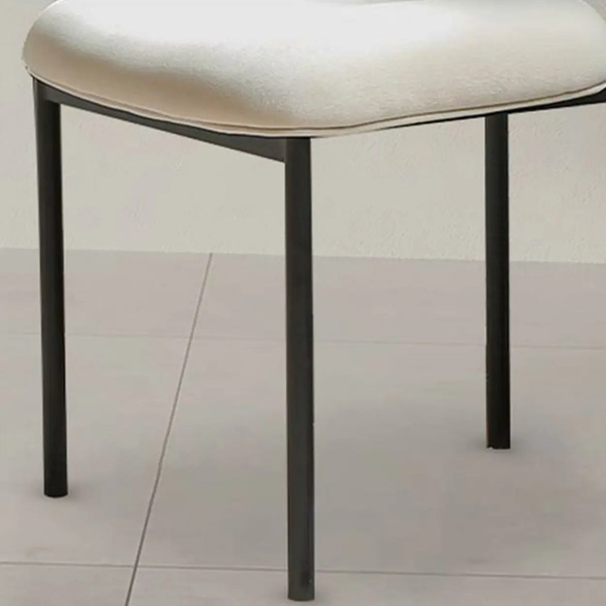 Upholstered Metal Open Low Back Armless Dining Chair Image - 14