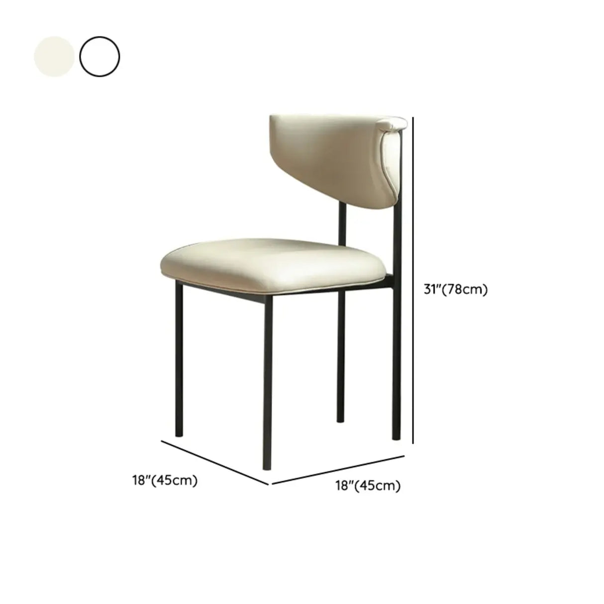 Upholstered Metal Open Low Back Armless Dining Chair Image - 17
