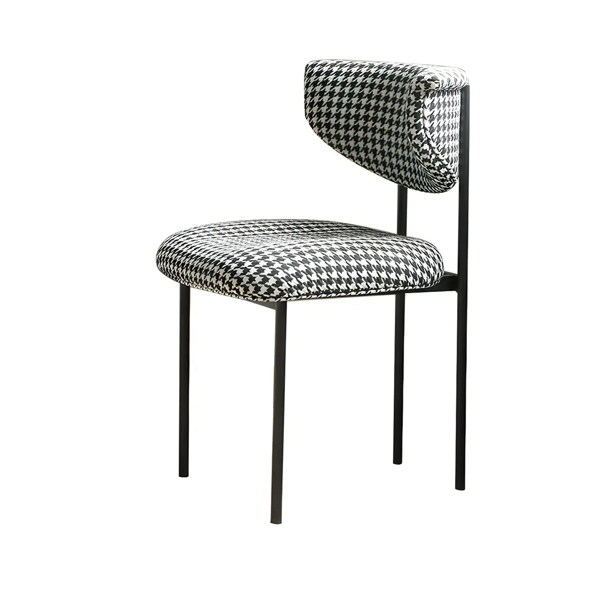 Upholstered Metal Open Low Back Armless Dining Chair Image - 8