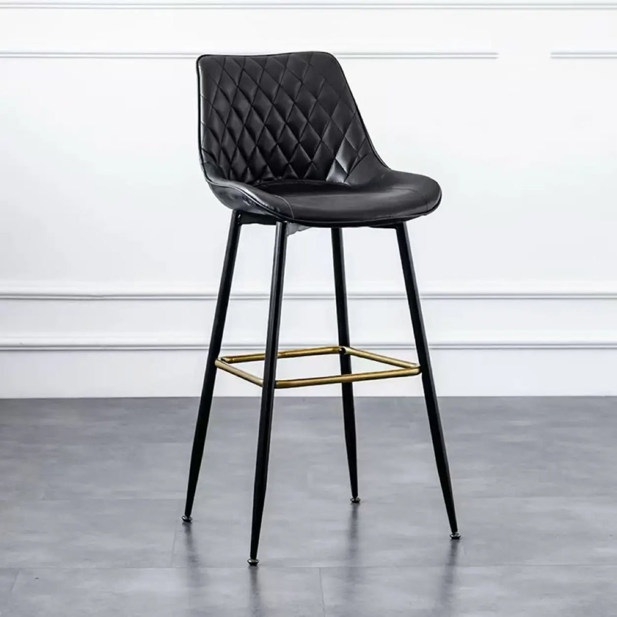 Upholstered Modern Back Bar Stool with Metal Legs Footrest Image - 7