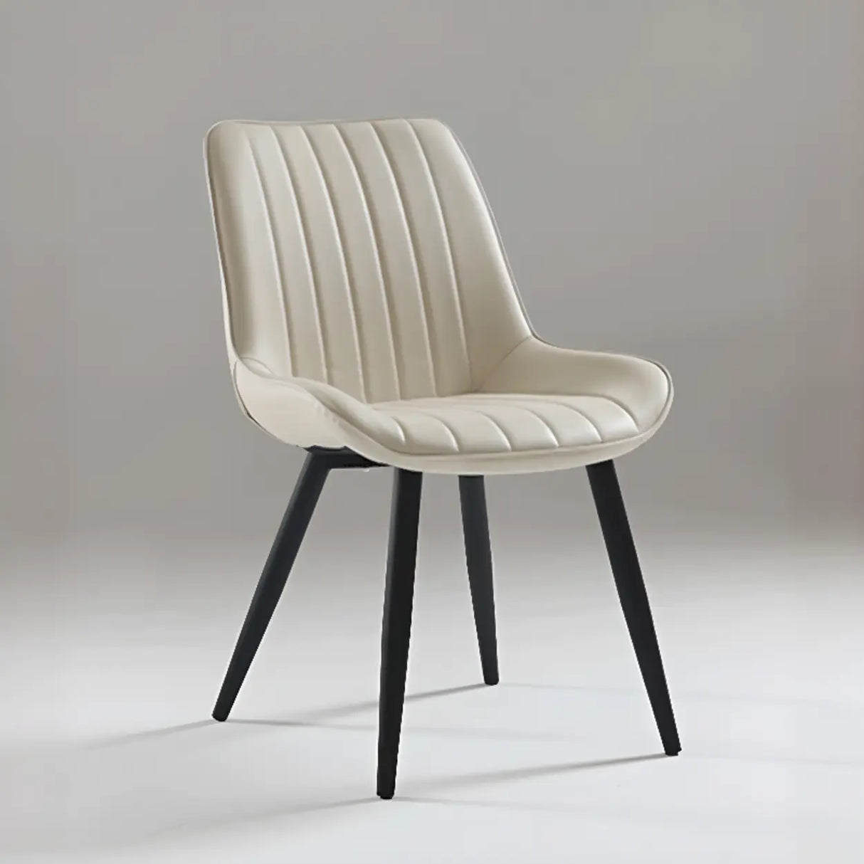 Upholstered Modern Leather Dining Chair with Padded Seat Image - 1