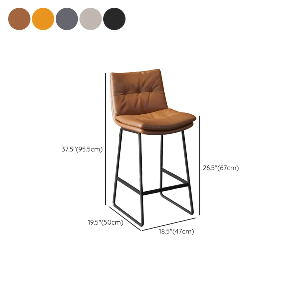 Upholstered Modern Leather Saddle Bar Stool with Metal Base