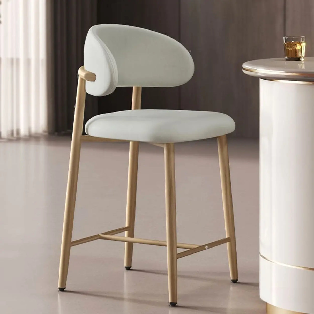 Upholstered Modern Low Back Counter Height Bar Stool Image - 10