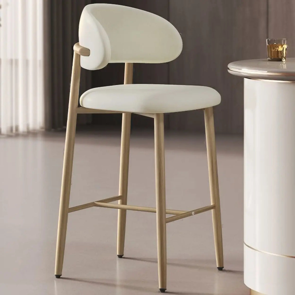 Upholstered Modern Low Back Counter Height Bar Stool Image - 12