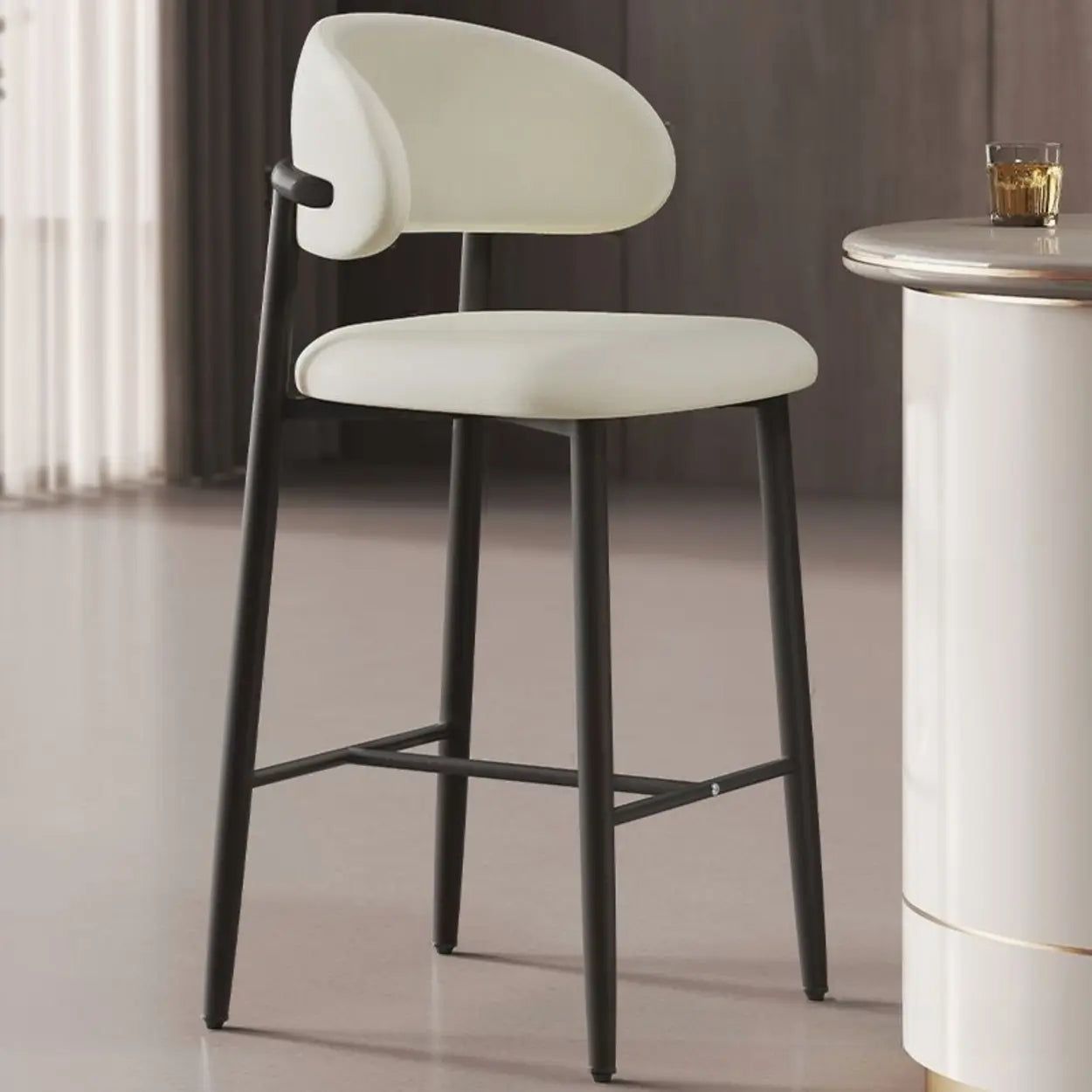 Upholstered Modern Low Back Counter Height Bar Stool Image - 14