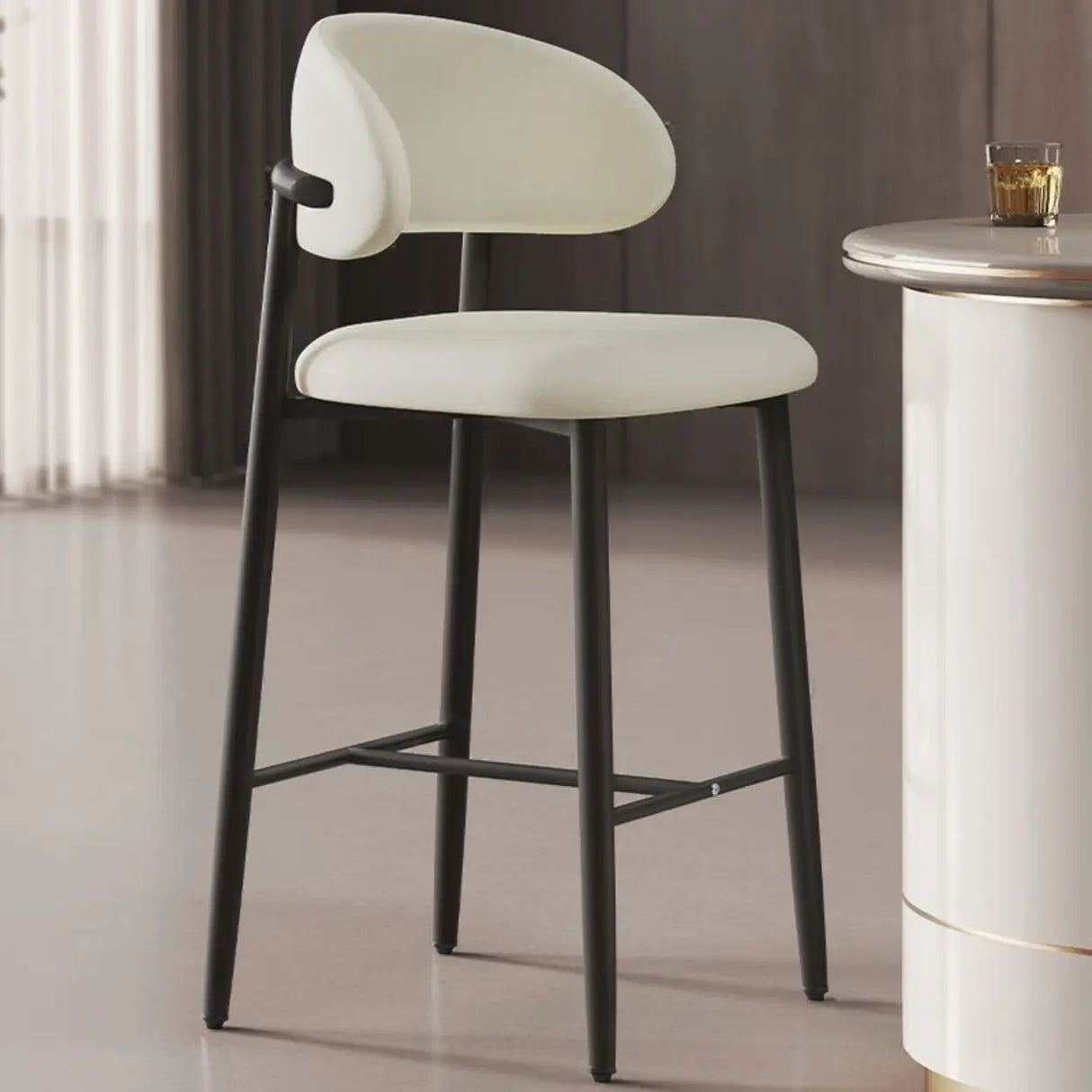 Upholstered Modern Low Back Counter Height Bar Stool Image - 14