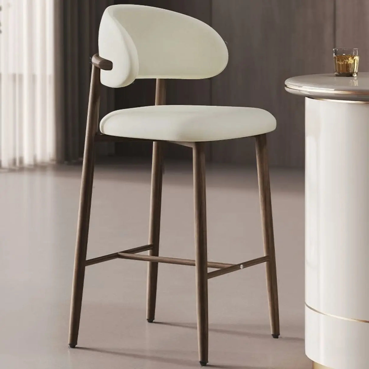 Upholstered Modern Low Back Counter Height Bar Stool Image - 15