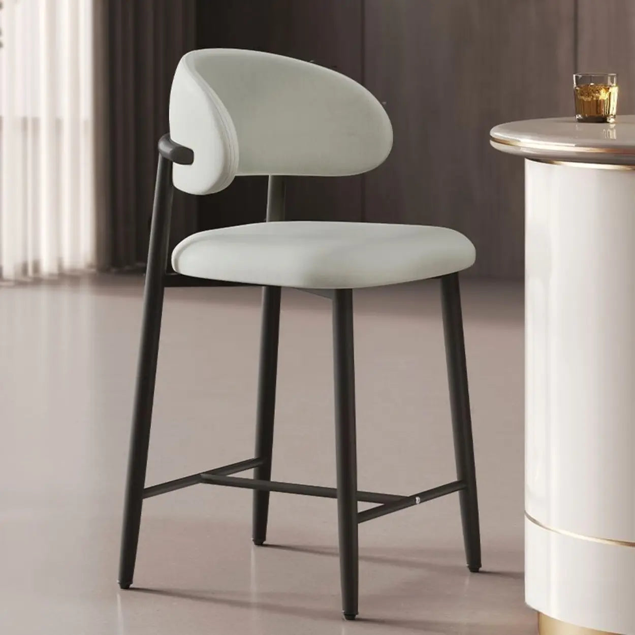 Upholstered Modern Low Back Counter Height Bar Stool Image - 16