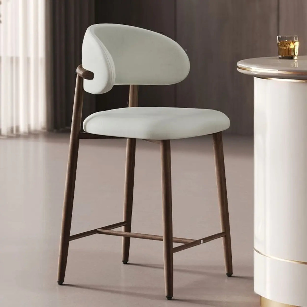 Upholstered Modern Low Back Counter Height Bar Stool Image - 17