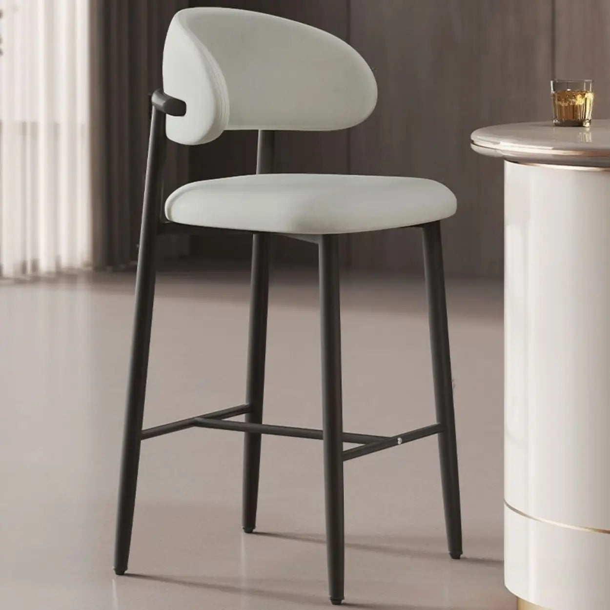 Upholstered Modern Low Back Counter Height Bar Stool Image - 18