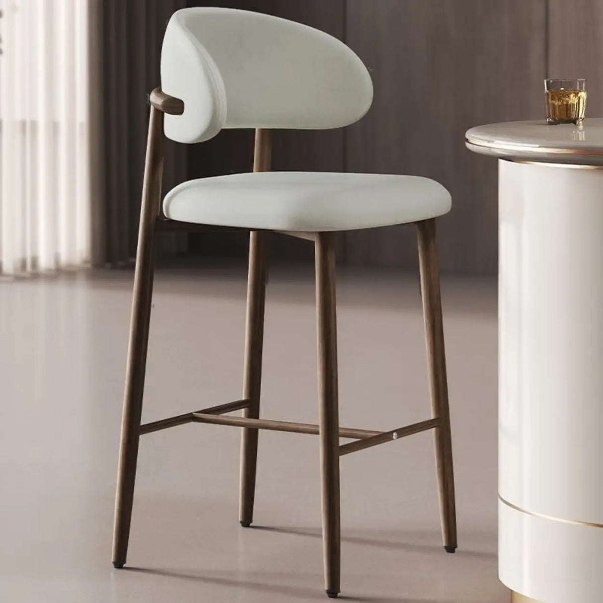 Upholstered Modern Low Back Counter Height Bar Stool Image - 19